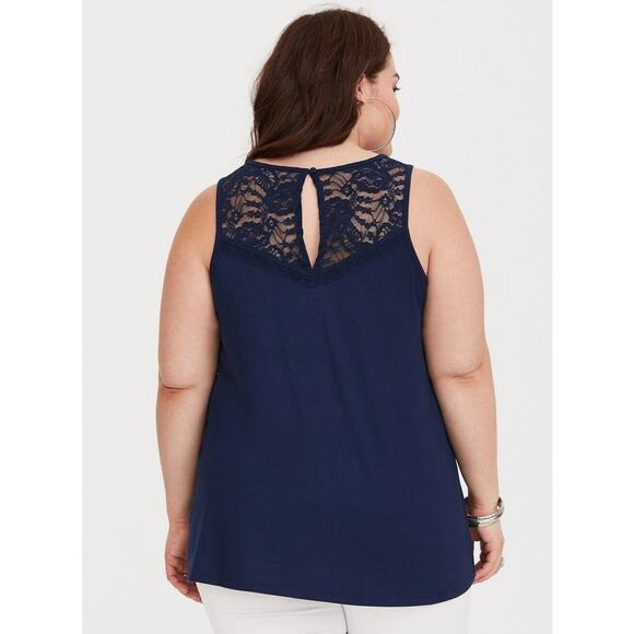 Torrid Navy Lace Crew Neck Swing Tank Size 0 - Picture 2 of 9